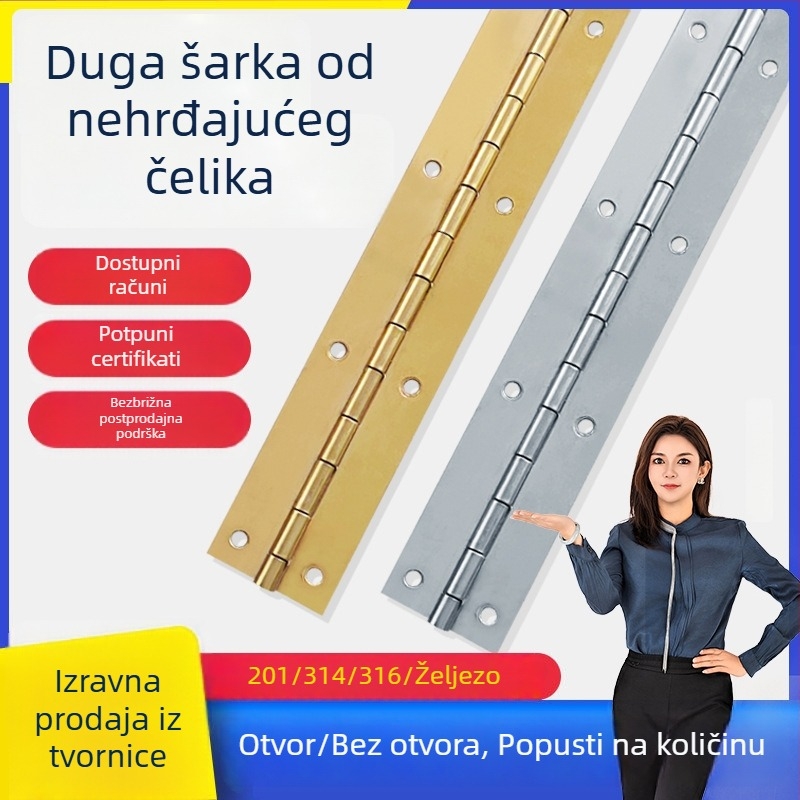 Nehrđajući čelični šarke s dugim remenom, zlatni završetak, za vrata ormarića, sklopne šarke, tanke i debele