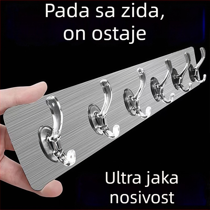 Prozirna ljepiljiva kuka za vješanje, montaža bez bušenja, snažna drža, bez tragova, plastična (3-5 kg)