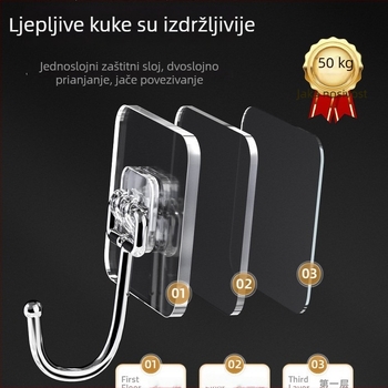 Ljepljivi zidni kuk od nehrđajućeg čelika, snažan držač, montaža bez bušenja, bez tragova, jedan kukac, moderan dizajn