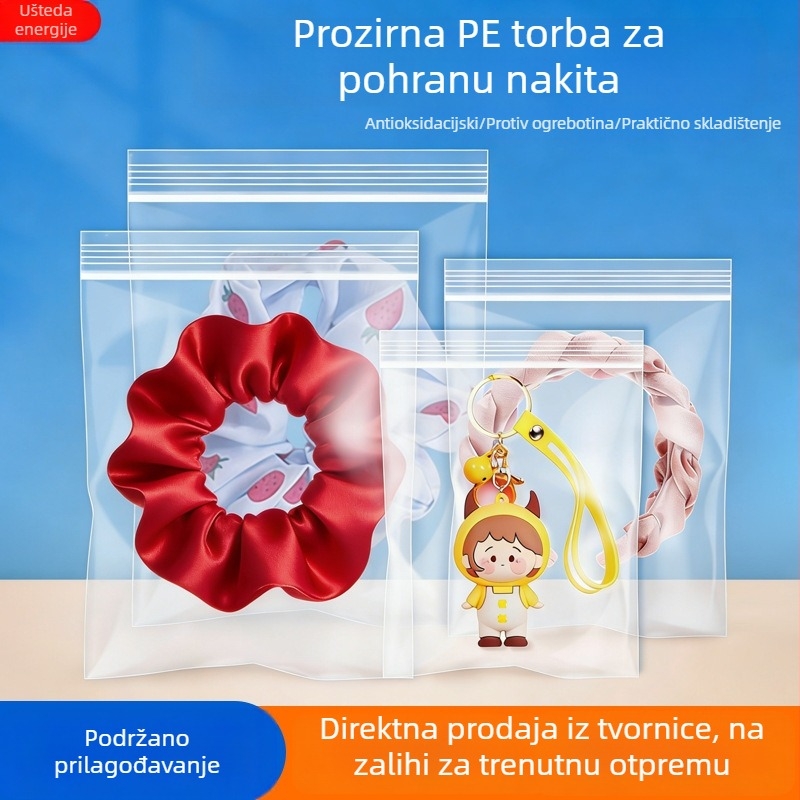 Prozirne PE vrećice sa samouzavaranjem za ukrase i male nakit, pakiranje za gumice za kosu