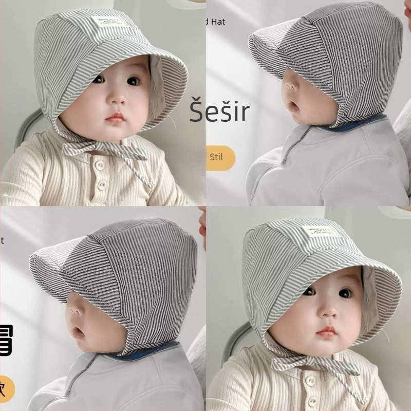 Korejskog stila prozračni šešir za sunce za bebe 0–12 mjeseci, unisex, kupolast dizajn s kratkim rubom, zaštita od sunca proljeće–jesen