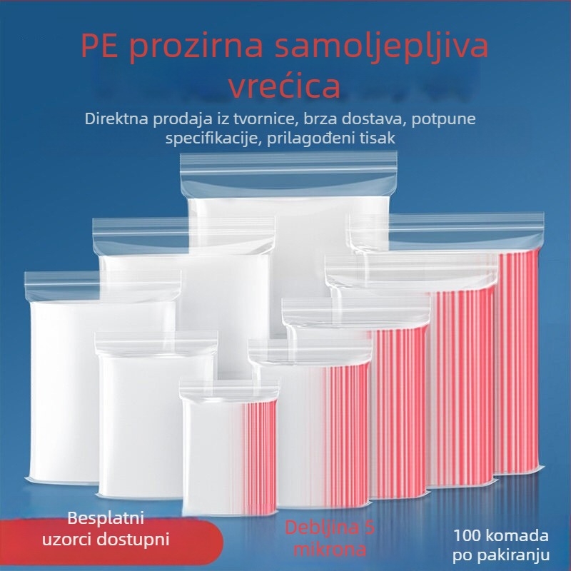 PE samouzavarujuće vrećice, male i velike veličine, prozirne vrećice za skladištenje hrane
