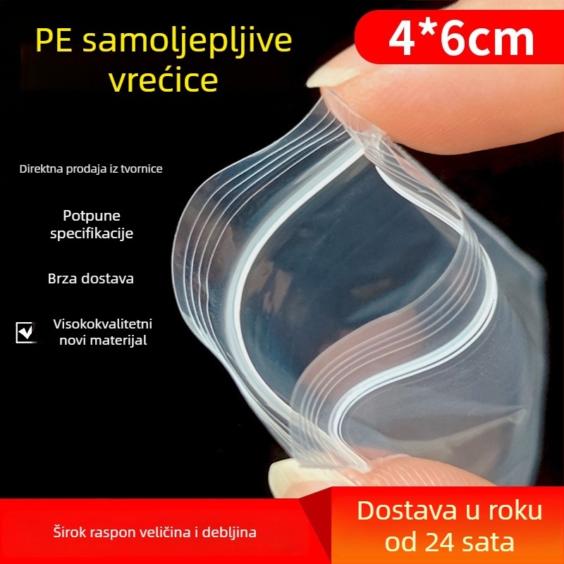 Izuzetno mala prozirna vrećica 4×6 cm, samouzavarujuća, za pohranu nakita i metalnih dijelova, plastična zatvaračka vrećica