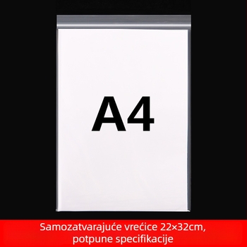 Samozatvarajuće prozirne vrećice 22×32 cm za dokumente A4, plastične zatvaračke vrećice za dokumente, 100 kom.