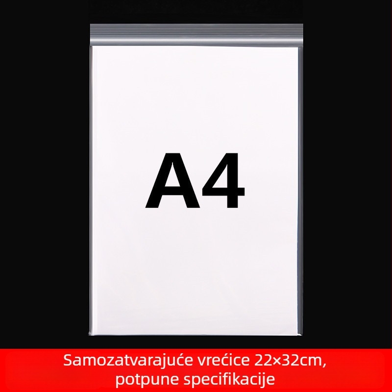 Samozatvarajuće prozirne vrećice 22×32 cm za dokumente A4, plastične zatvaračke vrećice za dokumente, 100 kom.