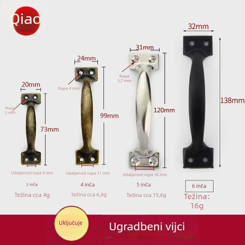Vintage kutija za nakit, staromodna ručka, mala ručka za ladicu s prozorom, željezna ručka za kutiju alata, ručka za ormar i ormarić za lijekove