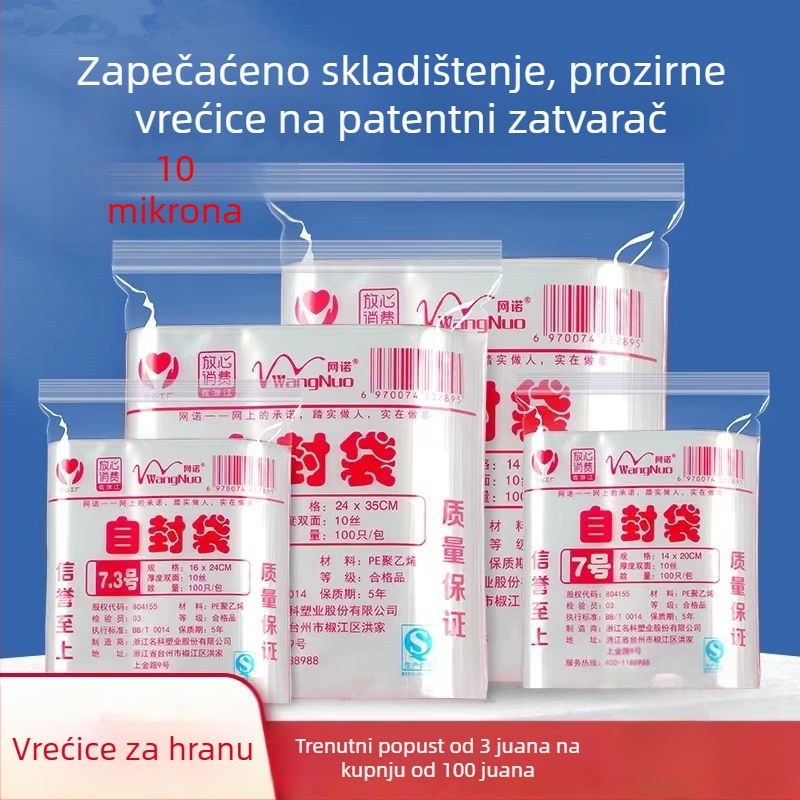 Prozirna samouzatvarajuća vrećica od čvrstog PE, velika za pakiranje hrane i skladištenje