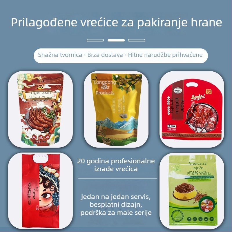 Torbe za pakiranje hrane za pse i mačke s aluminijskom folijom, samostojeće, trostruko zatvaranje, kraft papir, plastične vrećice za grickalice, prilagodljive