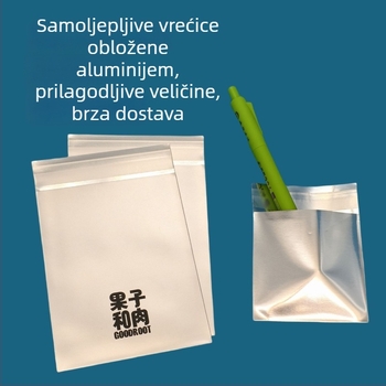 Srebrna samoljepljiva ZIP vrećica, OPP-CPP kompozit, s aluminijskom folijom, ogledni i mat završni sloj