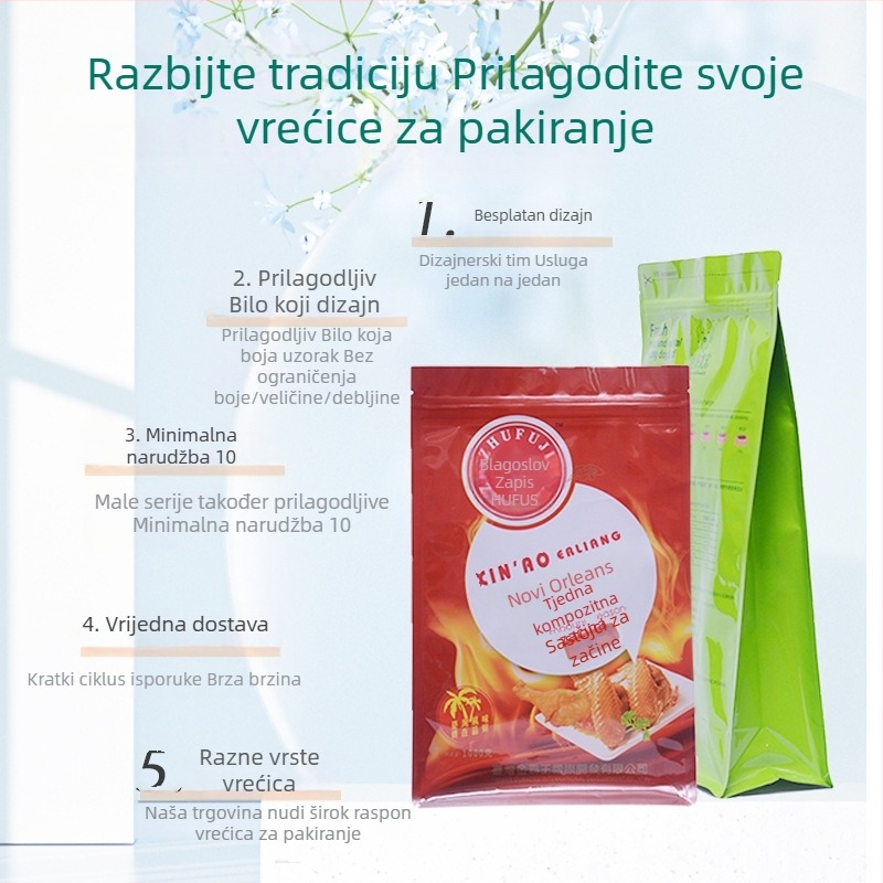 Vlastite vrećice za pakiranje hrane s otiskom za pečeno piletino, kuhano meso, svinjske kopite, govedinu i janjetinu – vrećice od aluminijske folije i plastike s osmerostrukim zatvaranjem