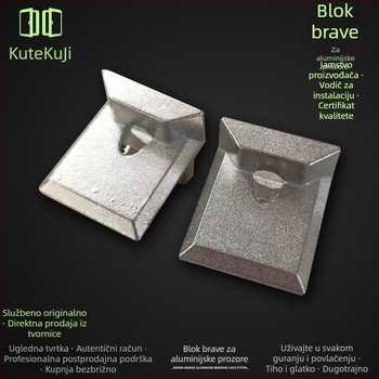 Set spojnih dijelova kućice za zaključavanje prozora i vrata, od nehrđajućeg čelika i aluminija s toplinskim prekidom, europski standard, široki žlijeb, četverodijelni set s anti-provala točkama zaključavanja