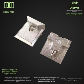 Set spojnih dijelova kućice za zaključavanje prozora i vrata, od nehrđajućeg čelika i aluminija s toplinskim prekidom, europski standard, široki žlijeb, četverodijelni set s anti-provala točkama zaključavanja