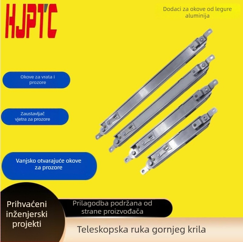 Teleskopska jednopunktna potpora od nehrđajućeg čelika za prozore s gornjim otvaranjem, pribor za aluminijske prozore s toplinskom izolacijom