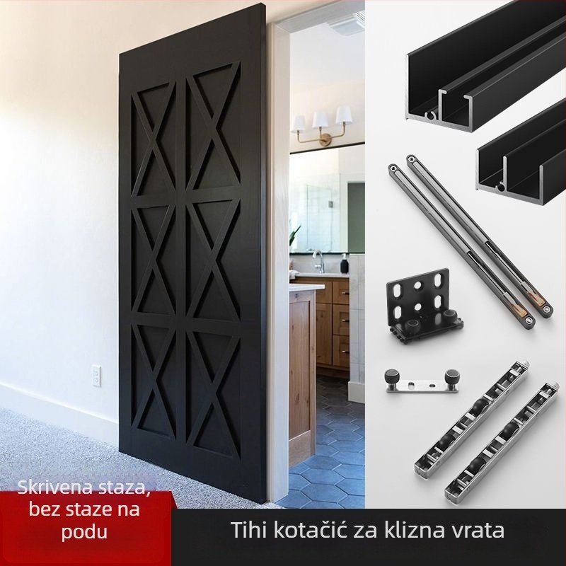 Minimalistička skrivena vrata bez vodilice s dvostrukim amortizerom i glatkim kliznim mehanizmom za drveno-aluminijski okvir