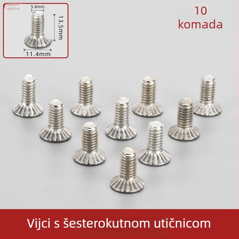 Klip za staklena vrata kupaonice sa šesterokutnim vijkom, bezokvirna tuš vrata, pribor za šarke, brtva, gumeni podmetač i dekorativni poklopac