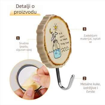 Minimalistička plastična zidna kuka s cartoon slatkim dizajnom, samolijepljiva, bez bušenja, za kuhinju i kupaonicu, nosivost 2 kg