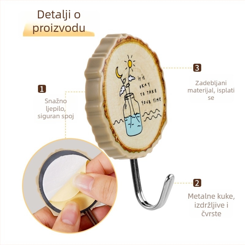 Minimalistička plastična zidna kuka s cartoon slatkim dizajnom, samolijepljiva, bez bušenja, za kuhinju i kupaonicu, nosivost 2 kg