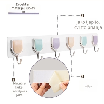 Zhenxin Crtani ljepiljni kuki, 6 kom, plastični, nordijski minimalistički stil, bez bušenja, nosivost 5–10 kg