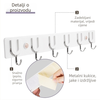 Zhenxin ljepljiva kuka – crtani dizajn, plastična zidna kuka, set od 6 komada, bez bušenja, bez čavala, snažno prianjanje