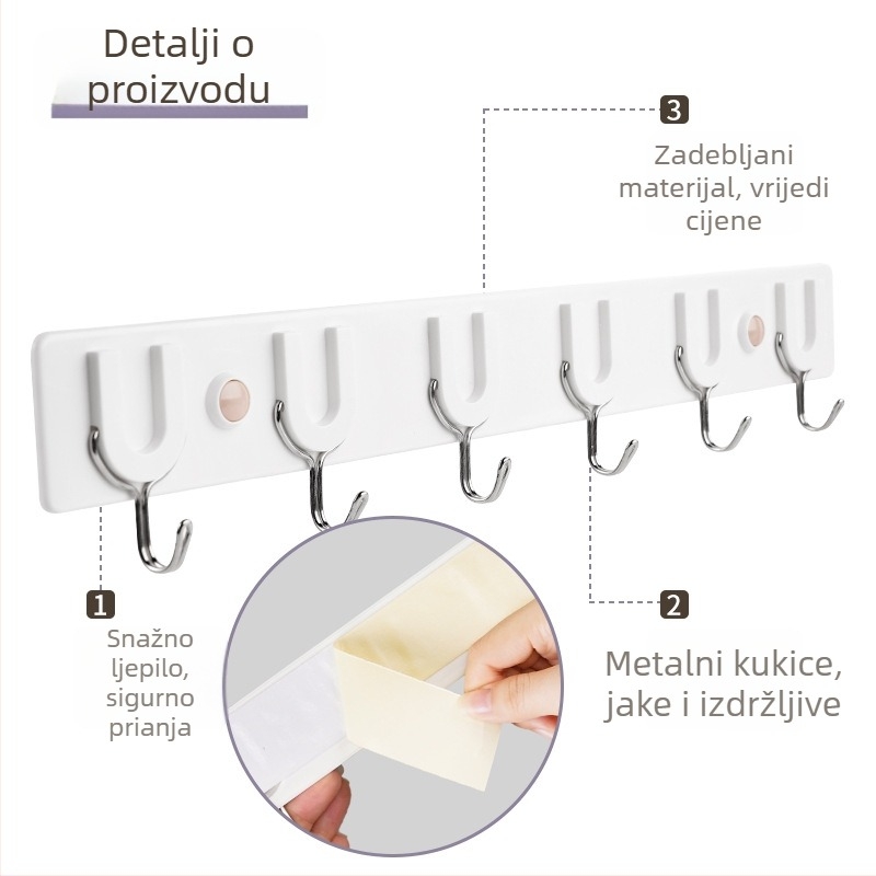 Zhenxin ljepljiva kuka – crtani dizajn, plastična zidna kuka, set od 6 komada, bez bušenja, bez čavala, snažno prianjanje