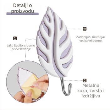 Zhenxin Dvije lijepljene kuke s oblikom lišća, karikaturalnog dizajna, za kupaonicu i kuhinju, bez bušenja, na zid ili vrata, nosivost do 2 kg