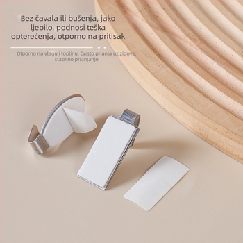 Mini kuka od nehrđajućeg čelika za kuhinju i kupaonicu, samoljepljiva, bez bušenja, višenamjenska, nosivost do 3–5 kg
