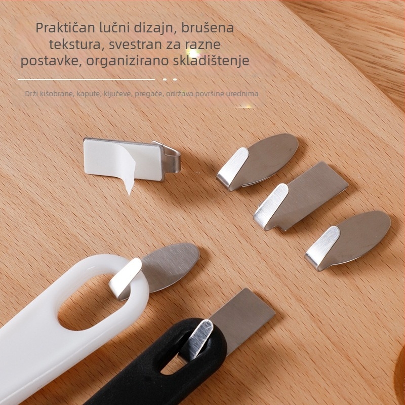 Mini kuka od nehrđajućeg čelika za kuhinju i kupaonicu, samoljepljiva, bez bušenja, višenamjenska, nosivost do 3–5 kg