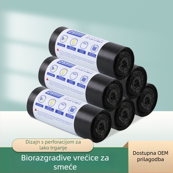 Biodegradibilna crna vrećica za otpad, 60×80 cm, debela, s ravnim otvorom