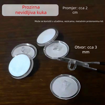 Prozirni stropni samoljepljivi kukica s malim diskom, bez tragova, snažan držač za vješanje zastava do 3 kg