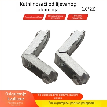 Lijevano aluminijsko kutno držač, 10x23 mm, za vrata i prozore, 90° spojnik