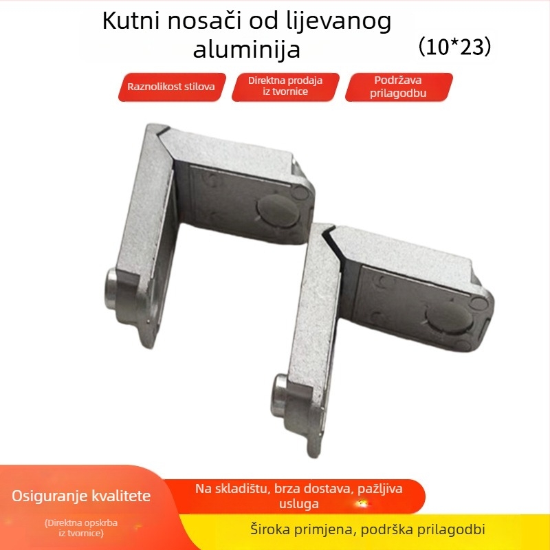 Lijevano aluminijsko kutno držač, 10x23 mm, za vrata i prozore, 90° spojnik