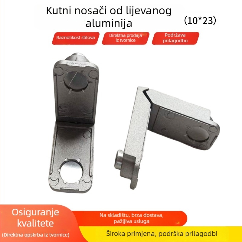 Lijevano aluminijsko kutno držač, 10x23 mm, za vrata i prozore, 90° spojnik