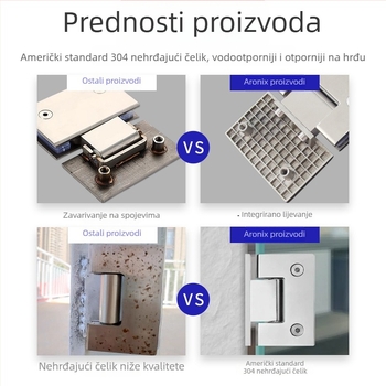 Šarke od nehrđajućeg čelika 304/316 za tuš kabine, kupaonske pregrade, ravna ili sklopiva vrata