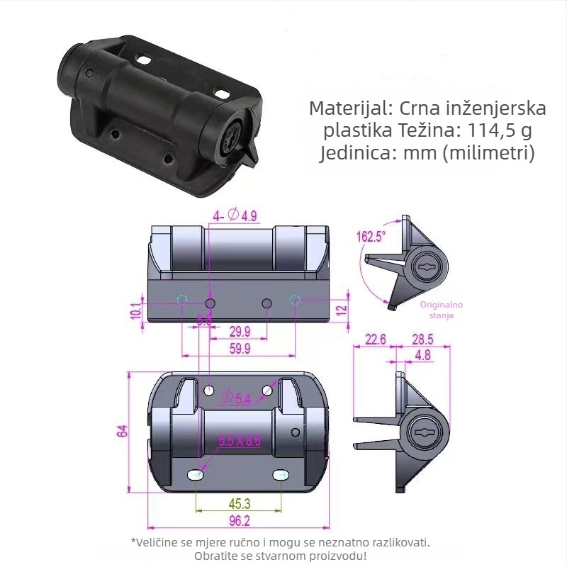 Prilagodljiva automatska šarka za aluminijski okvir vrata