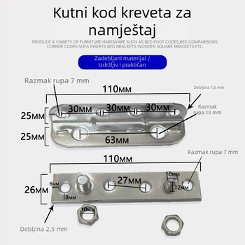 Željezni kutni nosač namještaja, pravokutni spojni fiksator, uredski hardver, galvanizirani završetak