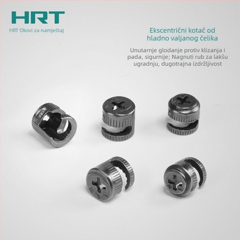 Huier Tai kućanski namještaj hardver 12 mm trostruko spojno za garderobu i ormar, hladno valjani čelik, ekscentrični kotačić, trostruko povezivanje