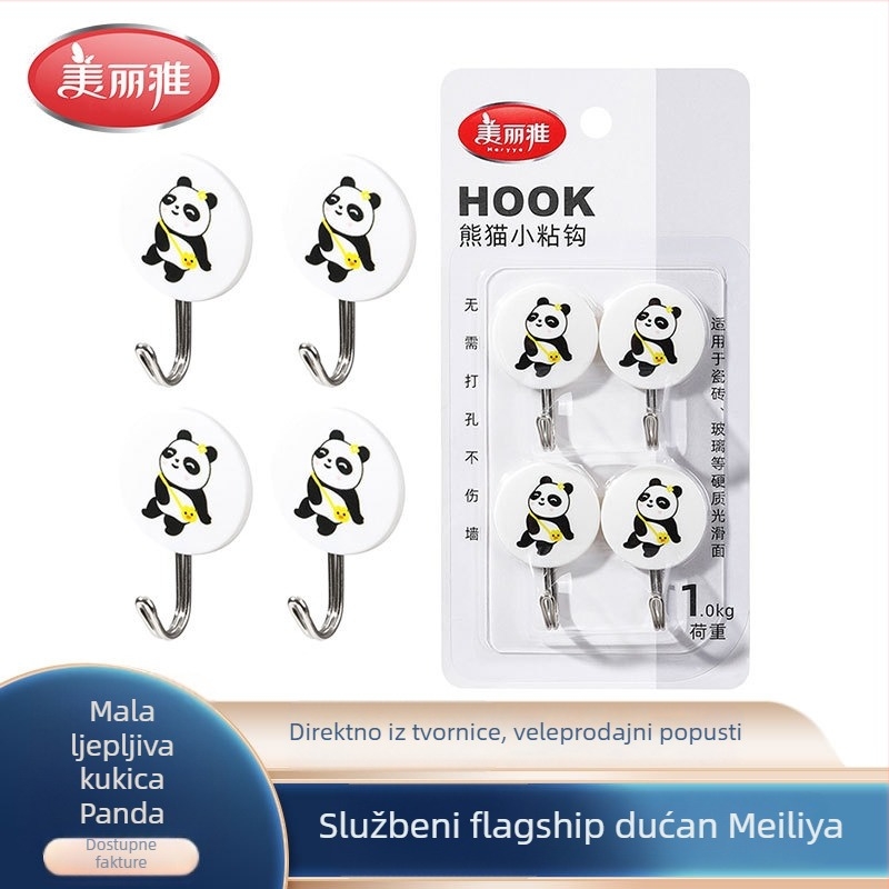 Meiliya Panda mala ljepiljiva kuka za zid, snažnim ljepilom, pogodna za kuhinju i kupaonicu – jednostruki moderni kuk