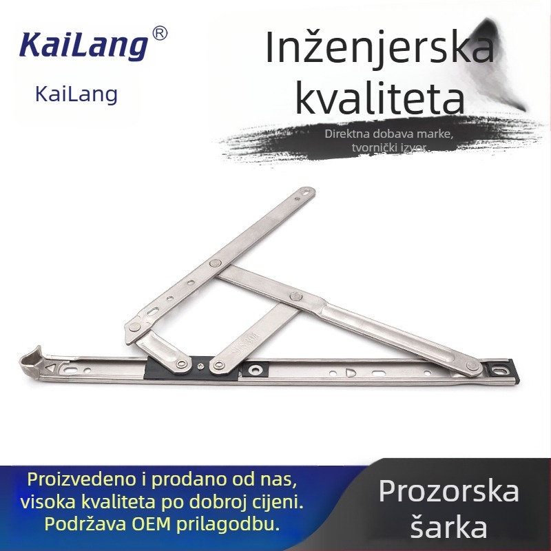 18-inčni nosač za prozor od nehrđajućeg čelika za klizni prozor, pet-link mehanizam, 3,0 mm šarke — KL-0015
