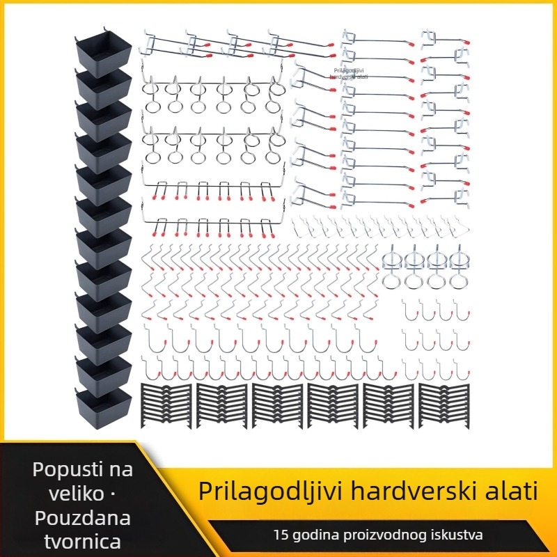 Metalni set držača za alat na perforiranoj ploči, organizator, nosivost 5–10 kg