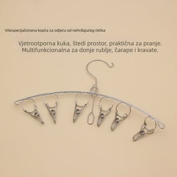 Višenamjenski klip za sušenje od nehrđajućeg čelika za donje rublje i čarape, otporan na vjetar, protuklizni kukica, ušteda prostora, jednostavno pranje