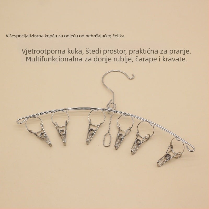 Višenamjenski klip za sušenje od nehrđajućeg čelika za donje rublje i čarape, otporan na vjetar, protuklizni kukica, ušteda prostora, jednostavno pranje