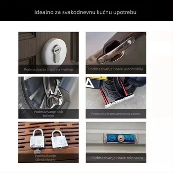 Sprej za podmazivanje kućanskih mehanizama: brave, cilindar ključa i šarke, uklanja hrđu i štiti od hrđe, 200 ml