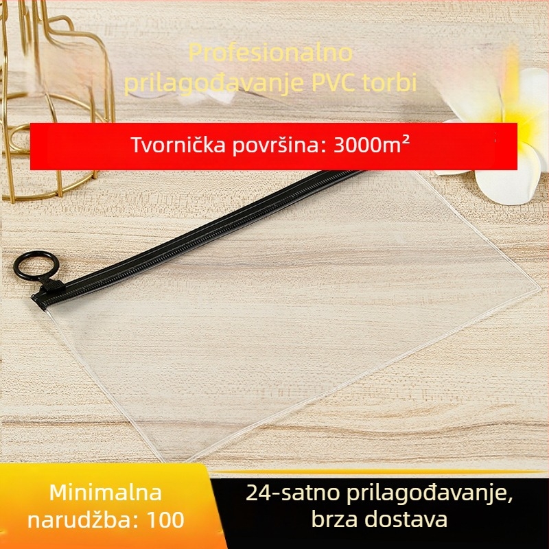 Šarena PVC torbica za kozmetiku sa zatvaračem, torbica za pohranu kozmetike s izvlačnom petljom, laserska toaletna torbica, može se tiskati