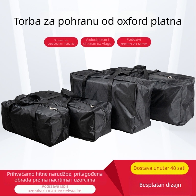 Crna torba za pohranu od Oxford platna, vodootporna, s velikim kapacitetom, višestruka namjena za putovanja