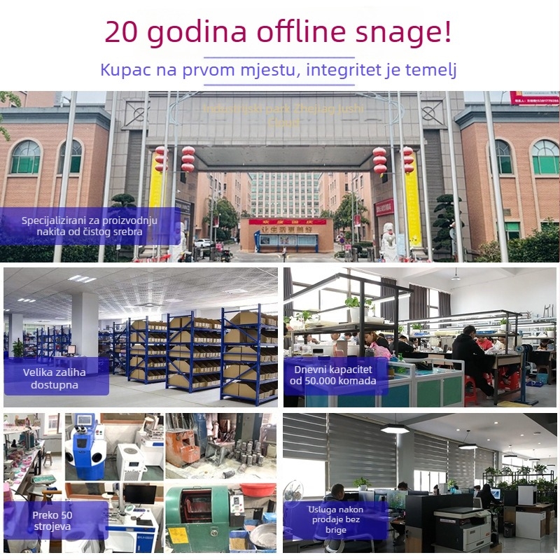 Naušnice od srebra S999 za žene, dvostruki završeci, blistav okrugli dizajn, vrhunski stil
