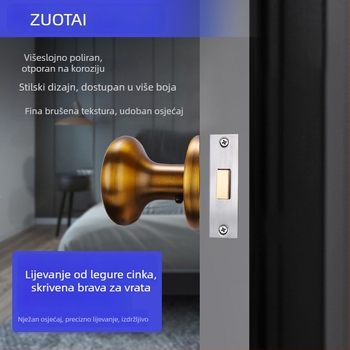 Skrivena brava za vrata od aluminijske i cinkove legure, jednostranična, za vrata dnevnog boravka, spavaće sobe i ormara