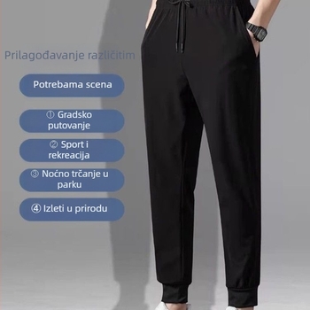 Ljetne lagane muške duge sportske hlače – elastične, brzo suše, s manžetama, casual, plus veličina