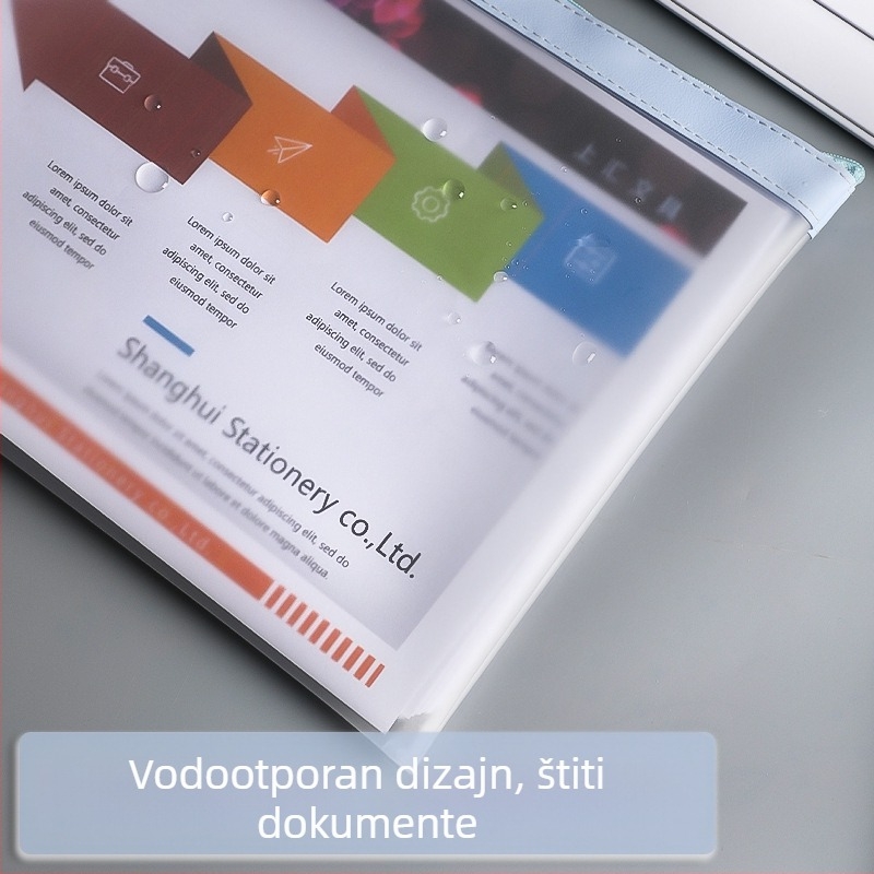 Debela vodootporna TPU torbica za A4 dokumente sa zatvaračem, prozirni studentski organizator dokumenata