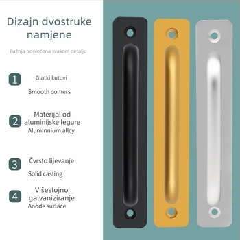 Prilagođena ručka od aluminijske legure bez bušenja za vrata i prozore, klizna balkonska vrata i drvena vrata