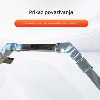 Nerđajući čelični spojnik za tuš kabinu – staklena vrata, kvadratna cijev 25x25 mm, trostruka univerzalna prirubna stezaljka